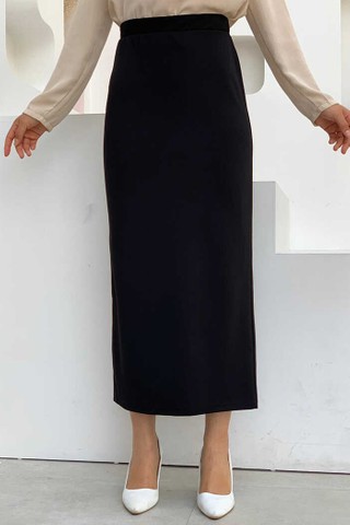 Bym Fashion Bel Lastikli Likralı Kalem Etek 1074 Siyah
