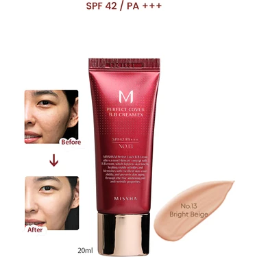 Mükemmel Kapatıcılık Sunan Çok Fonksiyonlu M Perfect Cover BB Cream Ex SPF42/PA+++ No.13