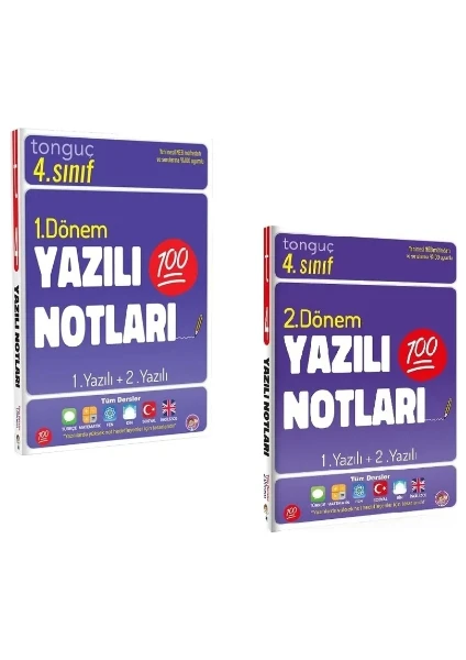 Tonguç Akademi 4. Sınıf Yazılı Notları 1. Dönem 1 ve 2. Yazılı - 2. Dönem 1 ve 2. Yazılı Seti