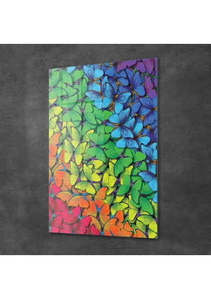 Cam Tablo Renkli Kelebekler 50X70 cm fiyatları