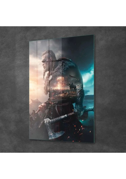 Cam Tablo Assassin's Creed Renkli Valhalla 50X70 cm fiyatları