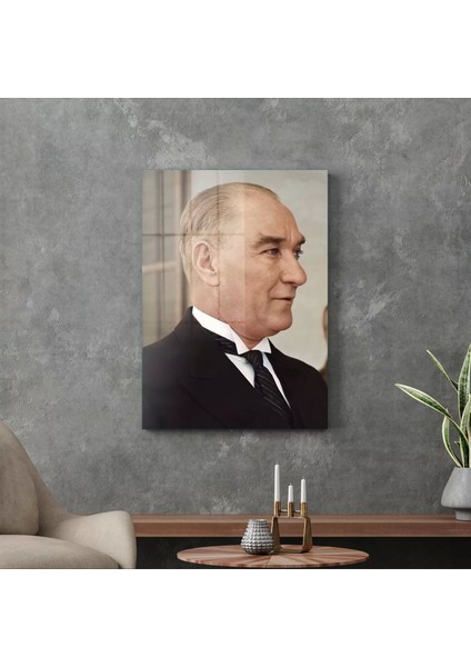 Cam Tablo Atatürk Siyah Takım Elbiseli 50X70 cm modelleri