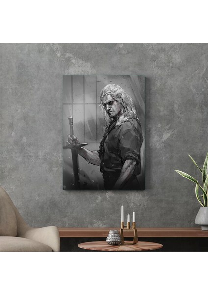 Cam Tablo The Witcher Siyah Beyaz 50X70 cm modelleri