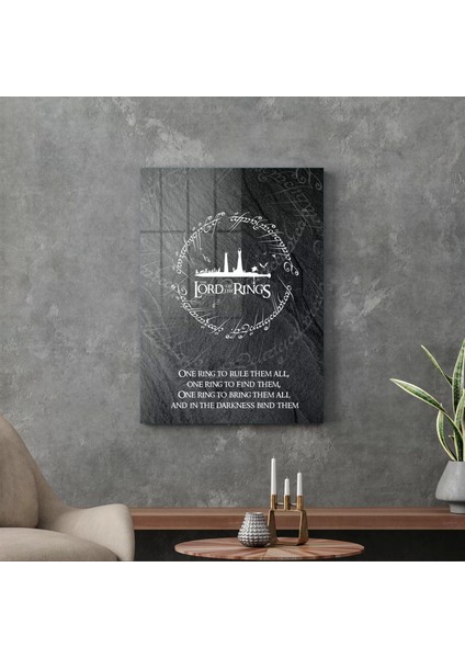 Cam Tablo Yüzüklerin Efendisi One Ring Rule Them All 50X70 cm modelleri