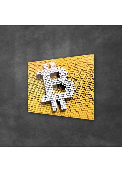 Bitcoin Logo Cam Tablo 50X70 cm fiyatları
