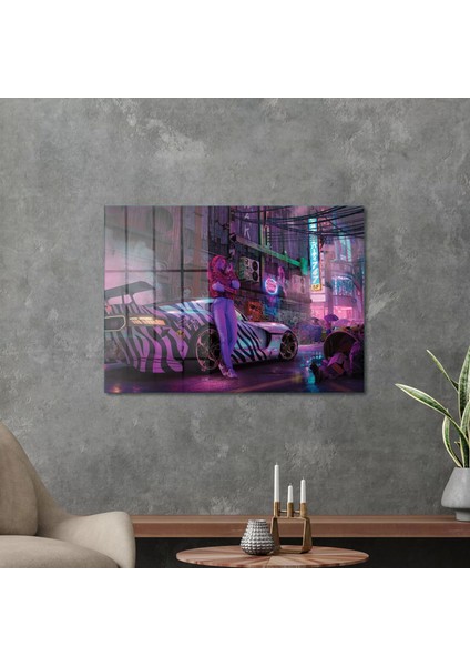 Cam Tablo Gamer Cyberpunk City 50X70 cm