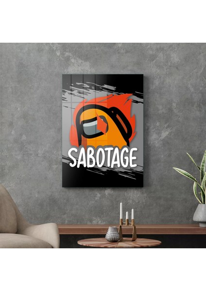 Cam Tablo Gamer Sabotage Among Us 30X40 cm