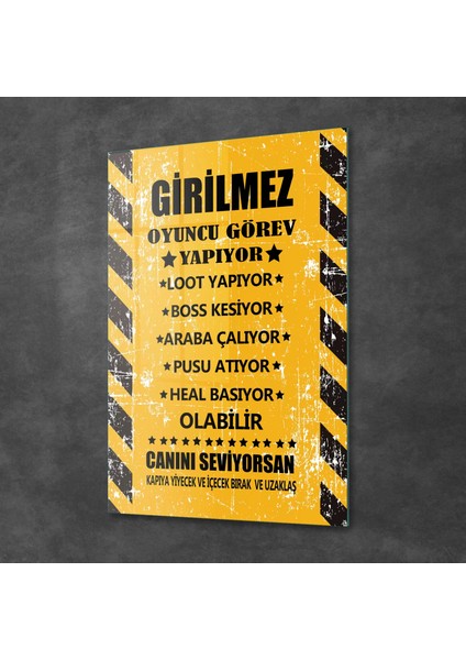 Cam Tablo Gamer Eskitilmiş Uyarı Yazılı 30X40 cm fiyatları