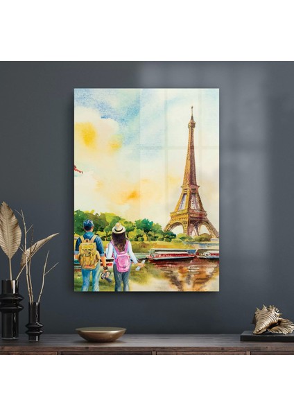 Cam Tablo Yağlı Boya Paris Eyfel 70X100 cm