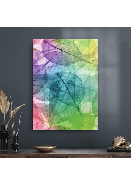 Cam Tablo Yaprak Desenli 70X100 cm
