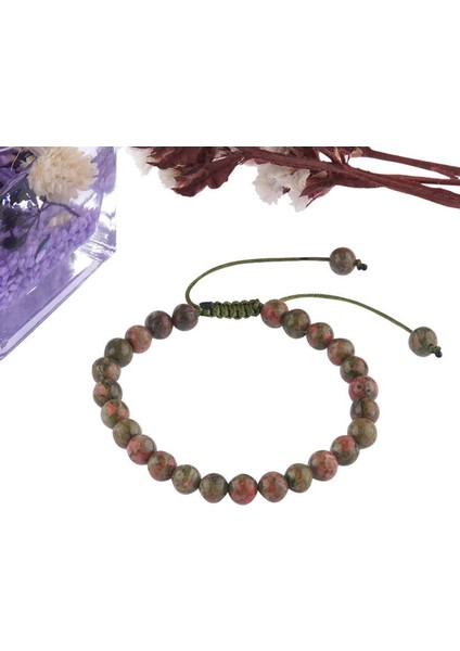 Sertifikalı Yeşil Unakit Orjinal ( Taşlar) Doğaltaş Bileklik - 6mm