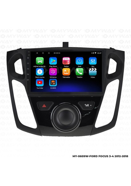 Ford Focus 3 Android 12 Multimedya Carplay 2gb RAM+32GB HDD 2012-2018 Navigasyon Ekran