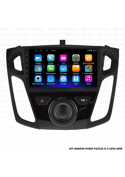 Ford Focus 3 Android 12 Multimedya Carplay 2gb RAM+32GB HDD 2012-2018 Navigasyon Ekran
