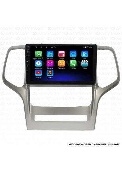 Jeep Cherokee Android 12 Multimedya Carplay 2gb RAM+32GB HDD 2011-2012 Navigasyon Ekran