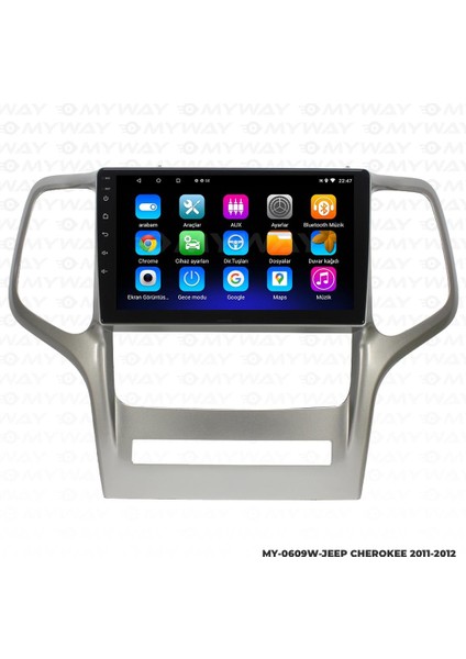 Jeep Cherokee Android 12 Multimedya Carplay 2gb RAM+32GB HDD 2011-2012 Navigasyon Ekran