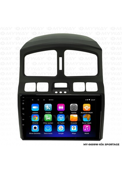 Kia Sportage Android 12 Multimedya Carplay 2gb RAM+32GB HDD 2005 Navigasyon Ekran