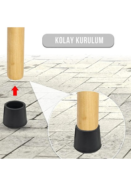 21 mm 16 Adet Pvc Masa Sandalye Profil Ayak Pabucu Sessiz Yumuşak Zemin Koruyucu Siyah