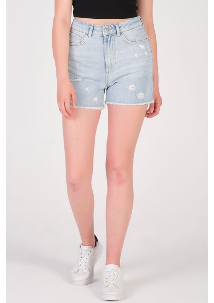 - Kadın Yıpratmalı Kot Şort Açık Mavi fiyatları