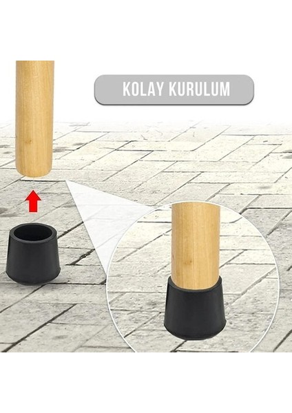 21 mm 16 Adet Pvc Sandalye Profil Ayak Pabucu Sessiz Yumuşak – Siyah