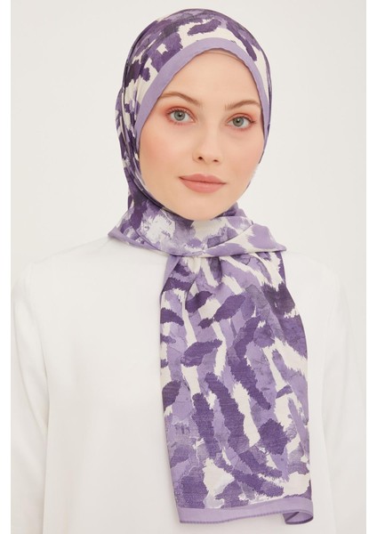 Trend Eflatun-Beyaz Fırça Desen Modal Şal 6318-17