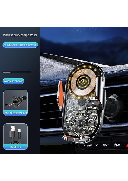 Kablosuz Araç Içi Cep Telefonu Şarj 2in1 Telefon Tutucu ve Şarj Araç 4.7-7.2 Inç Uyumlu Havalandırma ve Izgarasına Montaj Transparan Tasarım C12 fiyatları