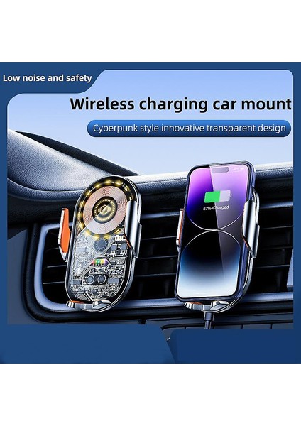 Kablosuz Araç Içi Cep Telefonu Şarj 2in1 Telefon Tutucu ve Şarj Araç 4.7-7.2 Inç Uyumlu Havalandırma ve Izgarasına Montaj Transparan Tasarım C12 fırsatları