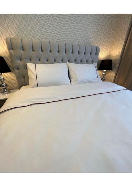 Çift Kişilik Kırmızı Biyeli-Beyaz Nevresim Takımı fiyatları