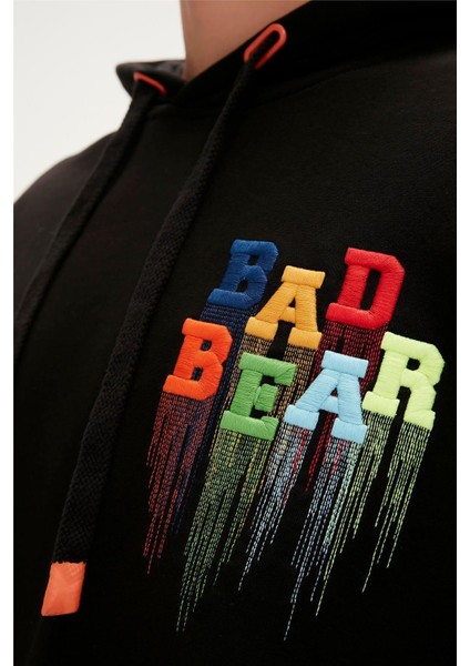 Bad Bear Rainbow Hoodie Erkek Siyah Sweatshirt 23.02.12.005-C01