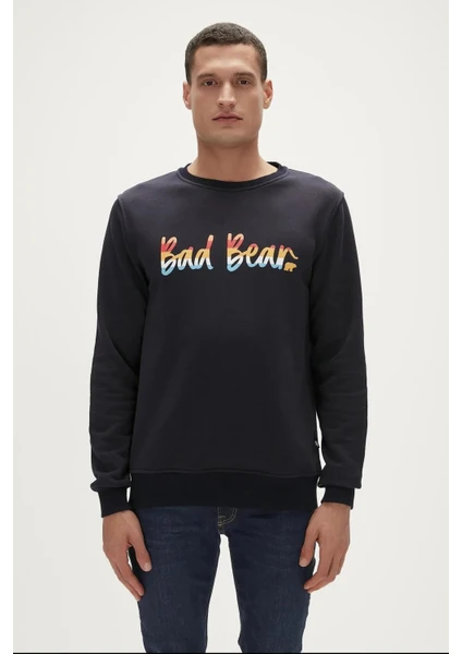 Bad Bear Manuscript Crewneck Erkek Siyah Sweatshirt 23.02.12.016-C01