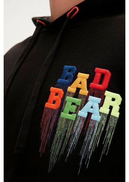 Bad Bear Rainbow Hoodie Erkek Siyah Sweatshirt 23.02.12.005-C01