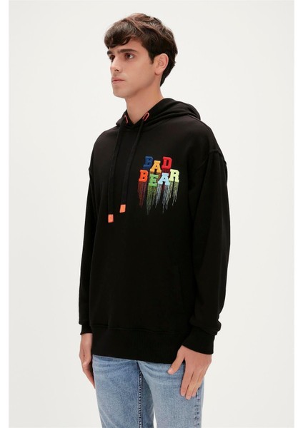 Bad Bear Rainbow Hoodie Erkek Siyah Sweatshirt 23.02.12.005-C01