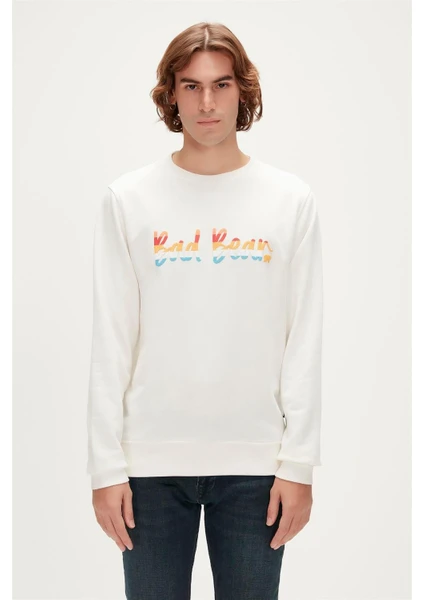 Bad Bear Manuscript Crewneck Erkek Beyaz Sweatshirt 23.02.12.016-C04