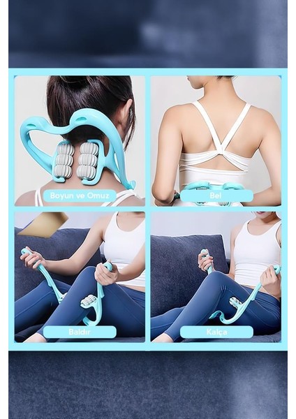 6 Tekerlekli Boyun Masaj Aleti Mavi fırsatları