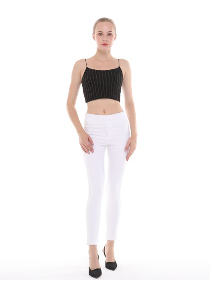 Ada Trend Ip Askılı Çizgili Crop