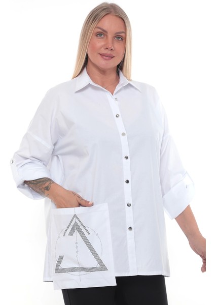 1. Kalite Cotton Büyük Beden Kadın Gömlek