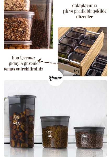 Peggy Dikdörtgen Saklama Kabı Seti 6x(1900ml, 1500ml, 1150ml) Etiketli 18'li modelleri