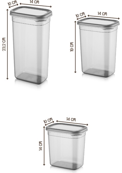 Peggy Dikdörtgen Saklama Kabı Seti 6x(1900ml, 1500ml, 1150ml) Etiketli 18'li indirimleri