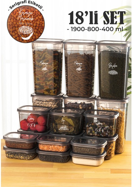 18LI Peggy Dikdörtgen Saklama Kabı Seti 6x( 1900ML, 800ML, 400ML ) Etiketli