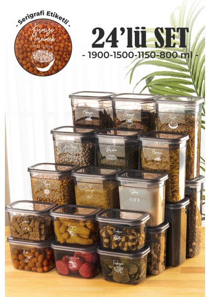24LÜ Peggy Dikdörtgen Saklama Kabı Seti 6x( 1900ML, 1500ML, 1150ML, 800ML ) Etiketli