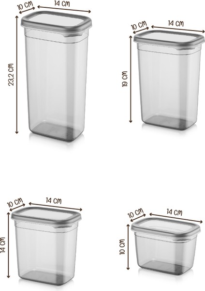 24LÜ Peggy Dikdörtgen Saklama Kabı Seti 6x( 1900ML, 1500ML, 1150ML, 800ML ) Etiketli indirimleri