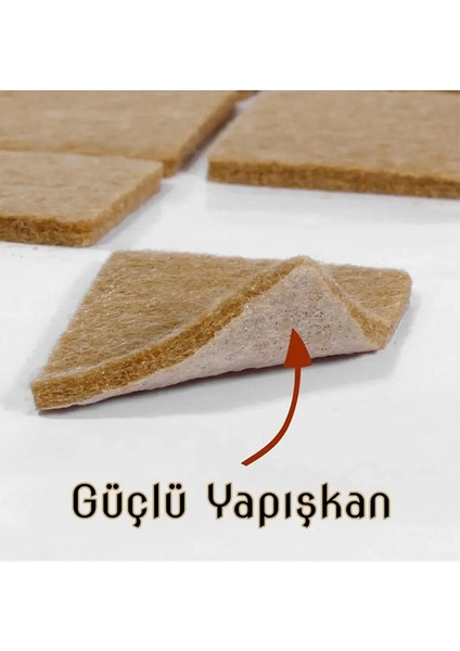 Yapışkanlı Sandalye, Masa, Koltuk Altı Parke Koruma Keçesi 3.5 cm x 5.5 cm 12 Adet Dikdörtgen Keçe