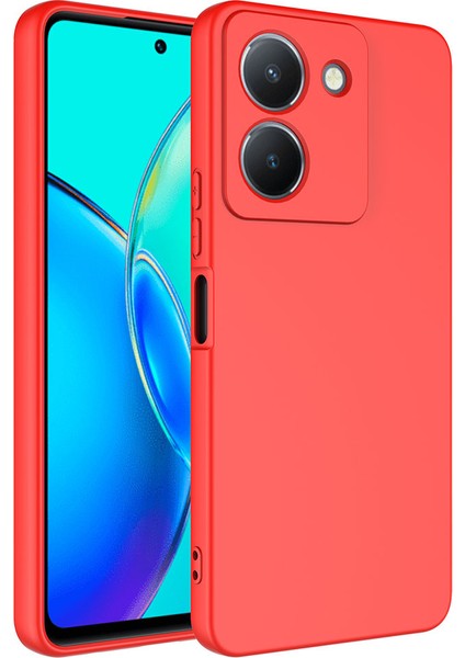 Vivo Y36 4g ile Uyumlu Kılıf Kadife Iç Yüzey Silikon Z-Mara Lansman Vieri Kılıf Kırmızı