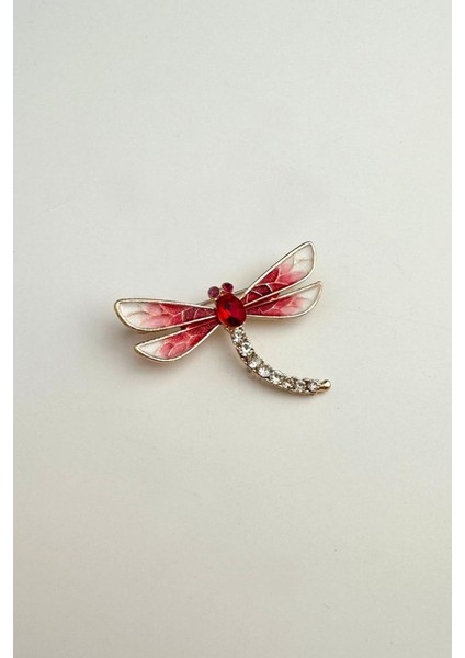 Mineli Taşlı Yusufçuk Broş (En:5 cm Boy:4 Cm)