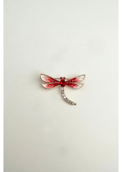 Mineli Taşlı Yusufçuk Broş (En:5 cm Boy:4 Cm)