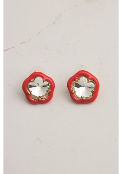 Swarovski Taşlı Mineli Çiçek Küpe