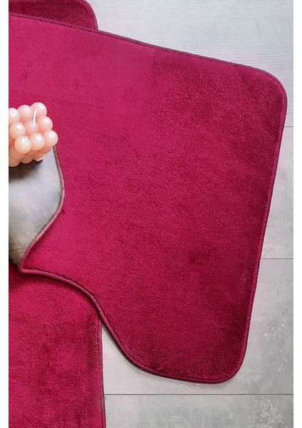 Ultrasoft Düz Mürdüm 2'li Banyo Halısı Paspası Seti Kaymaz Taban Makinede Yıkanabilir Klozet Takımı modelleri