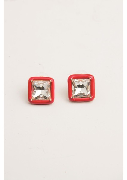 Swarovski Taşlı Mineli Kare Küpe