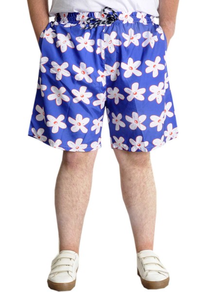 Büyük Beden Erkek Deniz Şortu 23464 Lacivert-Kırmızı