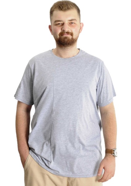 Büyük Beden Erkek T-Shirt Bis Yaka Fragmented 23133 Grimelanj
