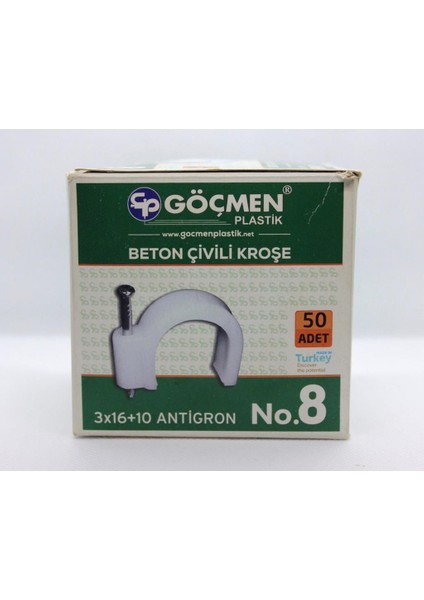 Göçmen Beton Çivili Kroşe No:8 3X16 Antigron (50 Adet)